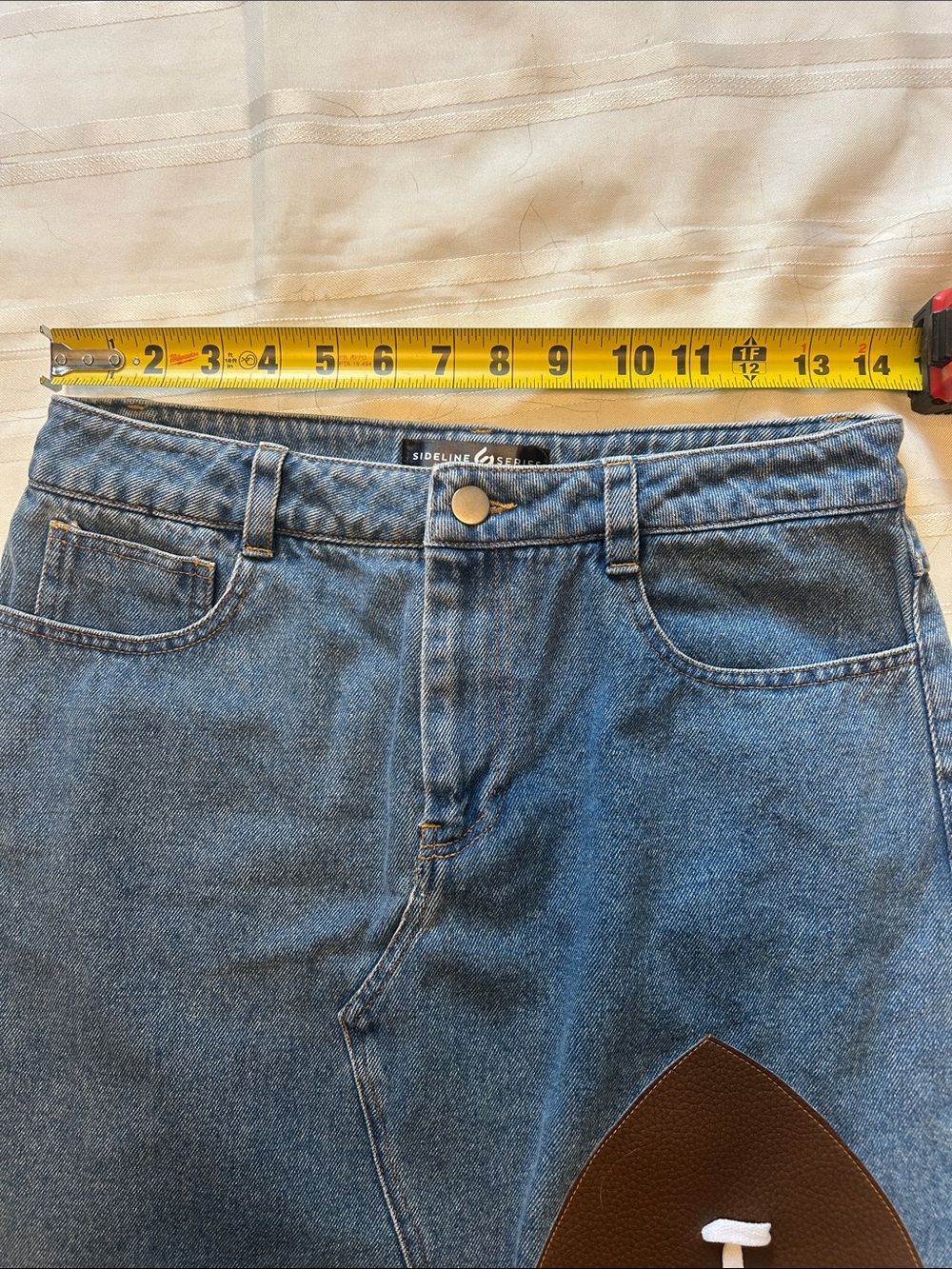 Woman’s Denim Mini Skirt with Brown Football 🏈 Patch - Picture 9 of 10